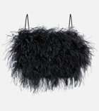 Miu Miu Feather-trimmed grain de poudre bra top