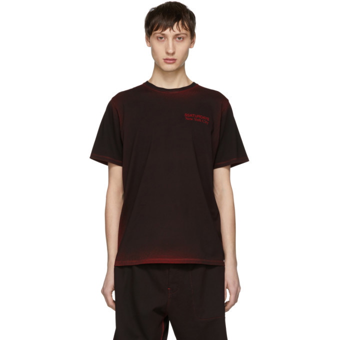 Photo: Saturdays NYC SSENSE Exclusive Black and Red Logo T-Shirt