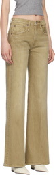 R13 Beige Flared High-Rise Jeans