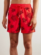 Vilebrequin - Moorea Straight-Leg Mid-Length Flocked Recycled Swim Shorts - Red