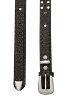 Lemaire Western Studded Grained Leather Belt Dark Brown