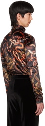 LU'U DAN Black Snake Print Turtleneck