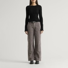 mfpen Women's Long Sleeve Henley Top in Black Rib