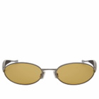 Bottega Veneta Eyewear Bottega Veneta Sardine Sunglasses in Ruthenium/Yellow 