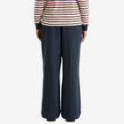 DUNST Women's Unisex Leather Logo Wide Sweat Pants in French Navy