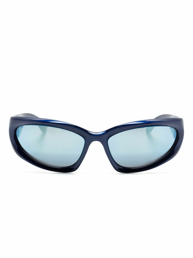 Photo: Balenciaga Eyewear Blue Swift Oval-Frame Sunglasses