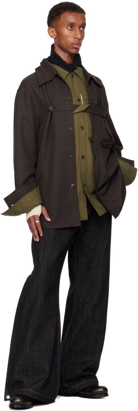 NULLUS Brown X Pocket Strap Shirt NULLUS