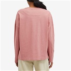 Adanola Women's Washed Long Sleeve Boxy T-Shirt in Dark Pink