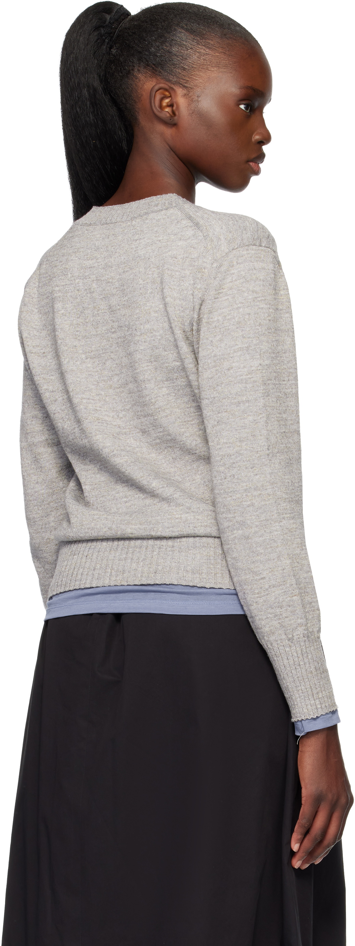 Nothing Written Gray Marine V-Neck Pullover Sweater