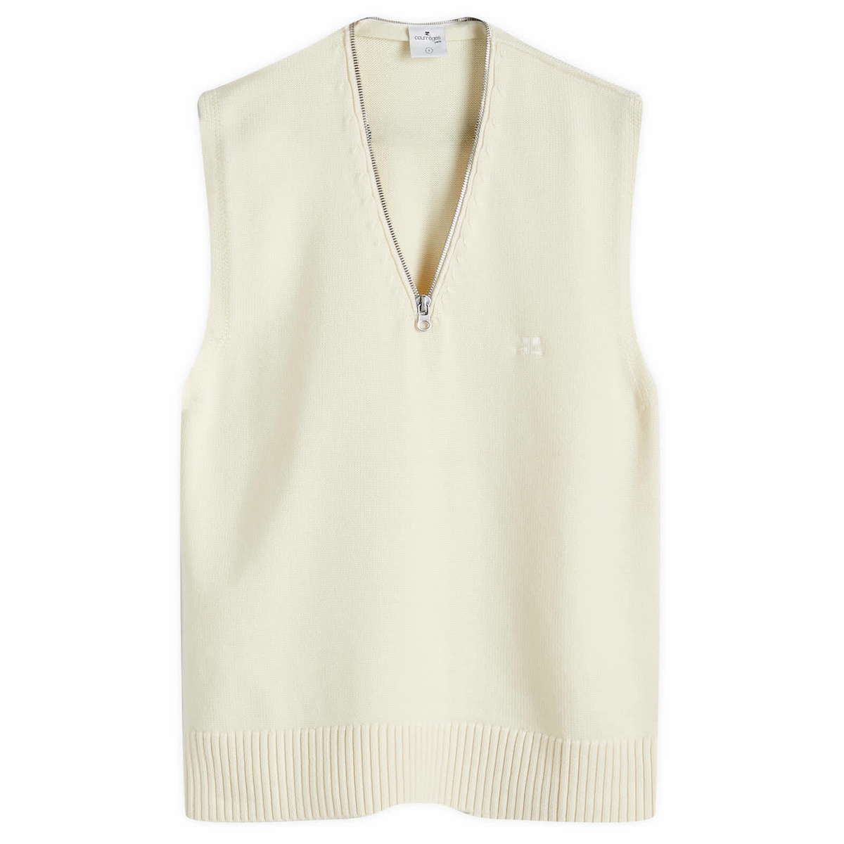 Courrèges Women's Zipped Wool Vest in Natural