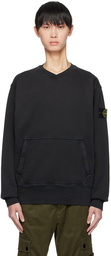 Stone Island Black Garment-Dyed Sweatshirt