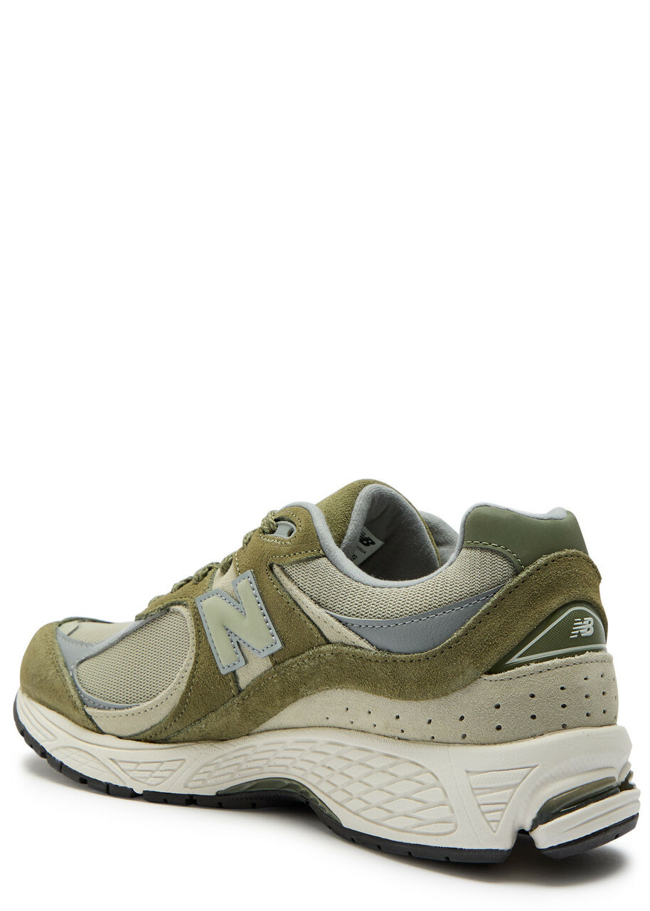 New Balance 2002R Panelled Suede and Mesh-knit Sneakers Olive