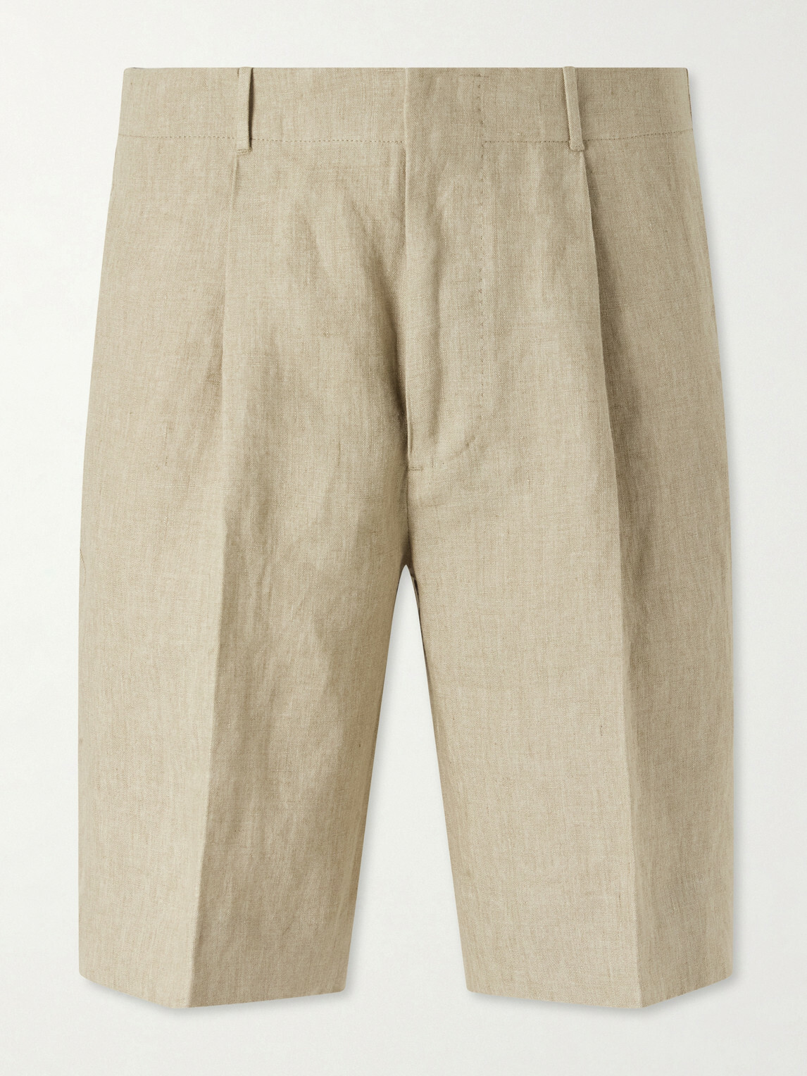 Slowear - Straight-Leg Pleated Linen Shorts - Neutrals