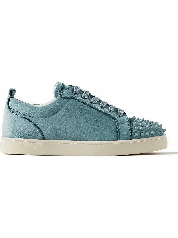 Photo: Christian Louboutin - Louis Junior Spiked Suede Sneakers - Blue