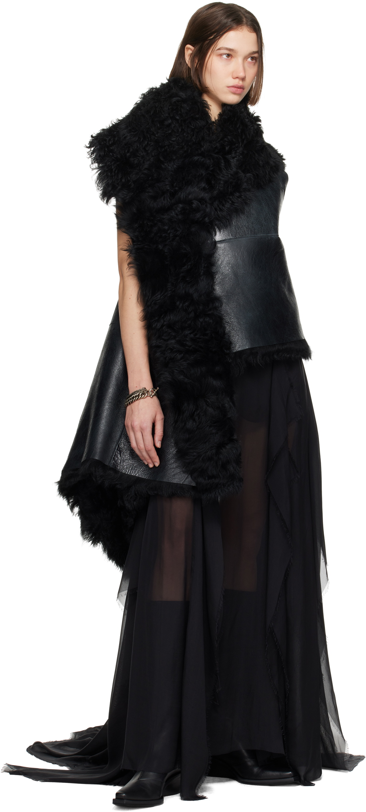Ann Demeulemeester Black Saga X-Long Maxi Skirt