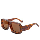 Loewe Eyewear Loewe Paula's Ibiza Dive Mask Sunglasses in Dark Havana/Brown Mirror 