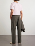 Altea - Straight-Leg Pleated Wool-Blend Seersucker Trousers - Green