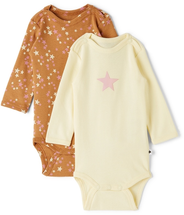 Photo: Molo Baby Off-White & Multicolor Foss Bodysuit Two-Pack
