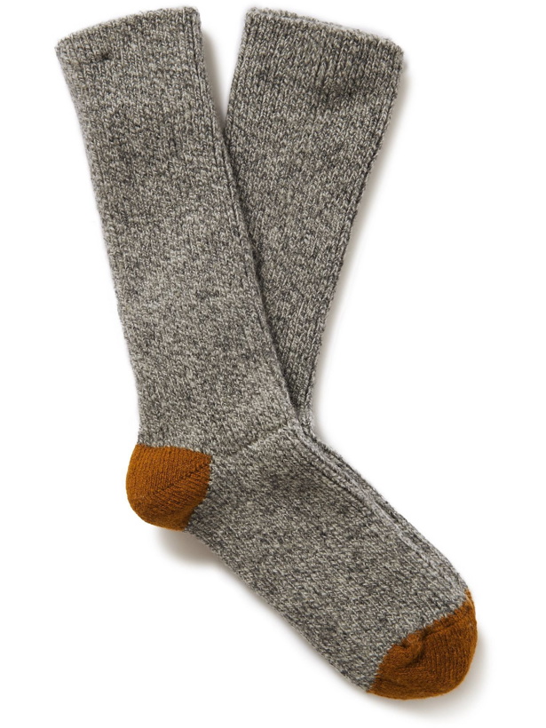 Photo: Anonymous ism - Wool 2 Ribbed Two-Tone Wool-Blend Socks