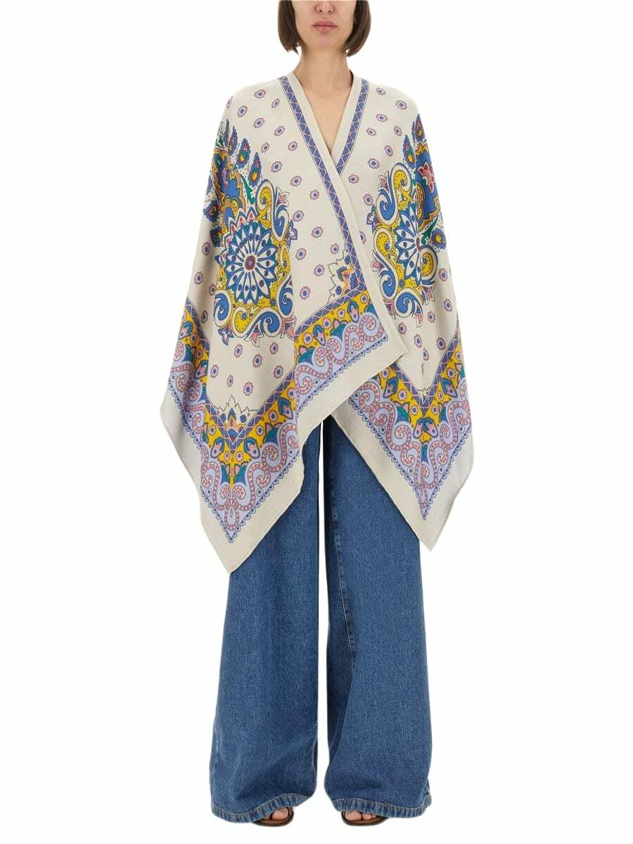 【関税&送料込】Etro Cotton Cape With Floral Print Etro Floral Wool-Blend Cape | Neiman Marcus