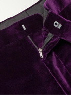 Richard James - Straight-Leg Satin-Trimmed Cotton-Velvet Tuxedo Trousers - Purple