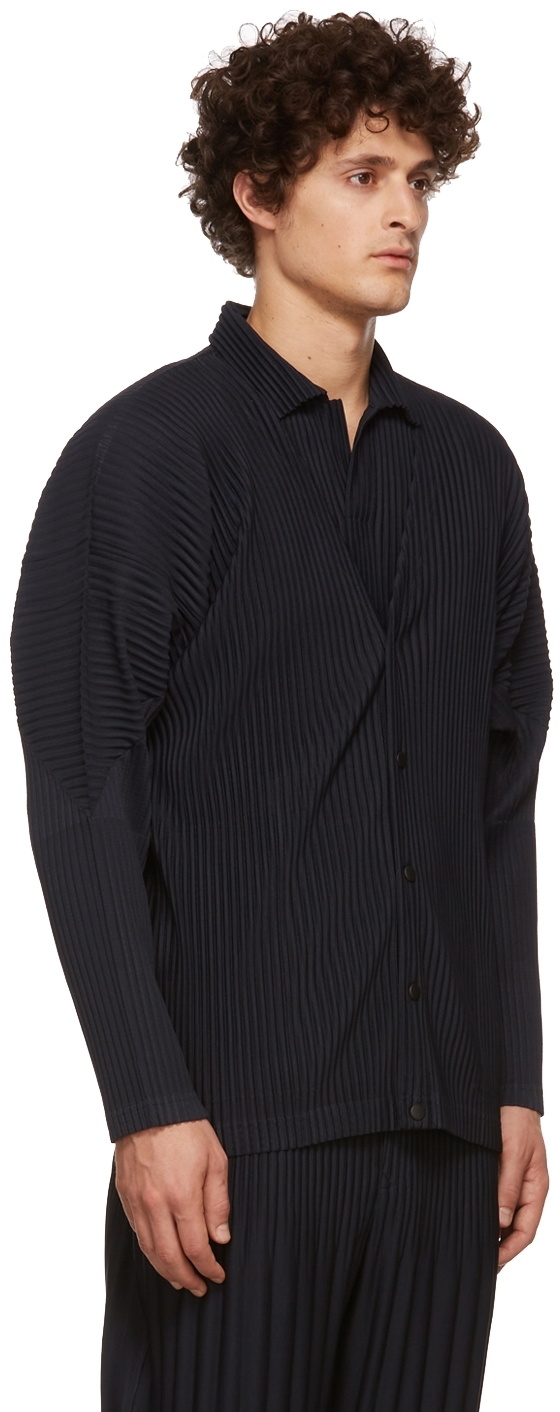 Homme Plissé Issey Miyake Navy Basics Cardigan Homme Plisse Issey