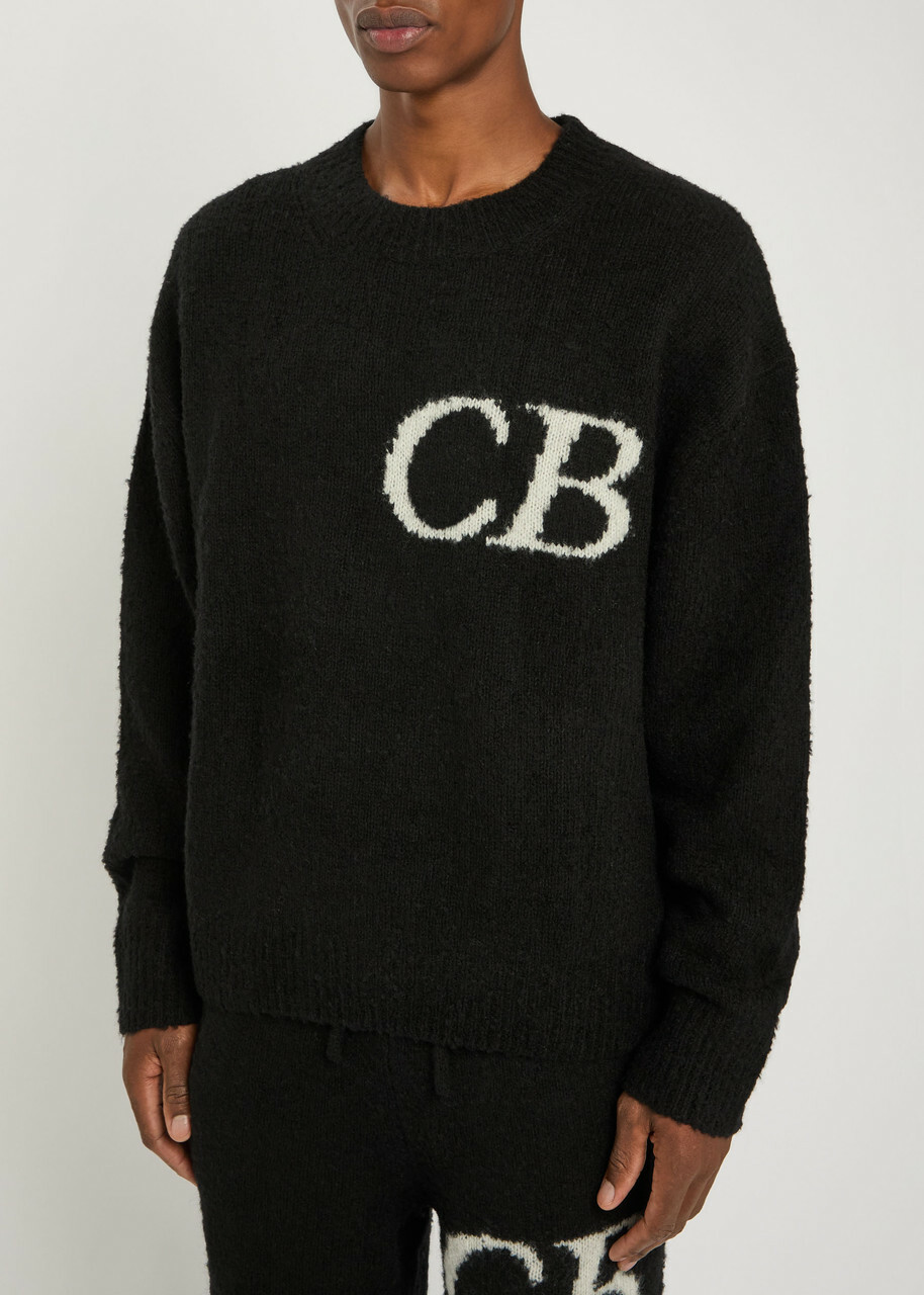 Cole Buxton Logo-intarsia Brushed Wool-blend Jumper Black