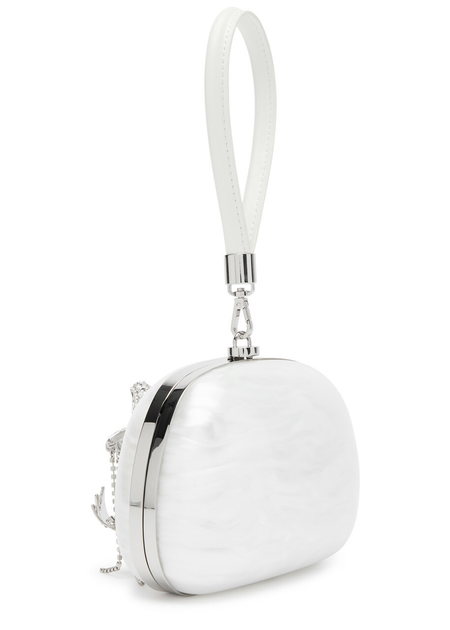 Self-portrait Bow Crystal-embellished Pearlescent Acrylic top Handle bag - Cream - One Size