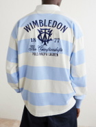 Polo Ralph Lauren - Wimbledon Logo-Embroidered Striped Cotton Rugby Polo-Shirt - Blue