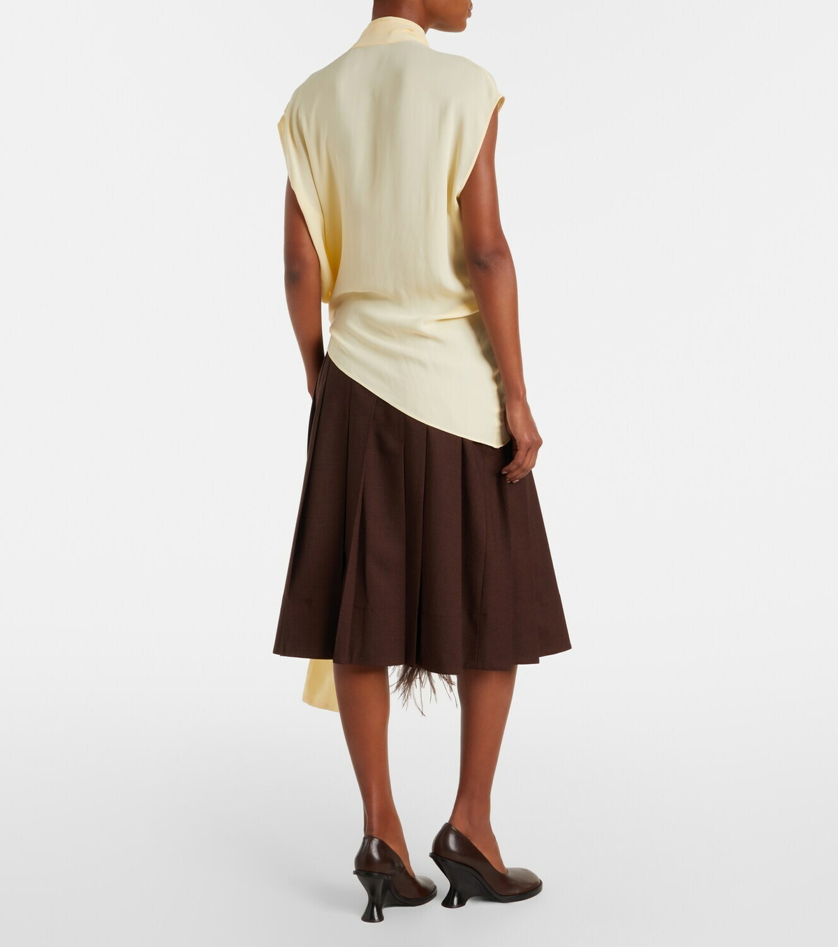 Plan C Asymmetric tie-neck blouse