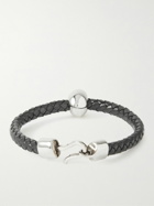 Alexander McQueen - Skull Woven Leather and Silver-Tone Bracelet