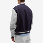 Givenchy Men's Logo Leather Varsity Jacket in Navy/White