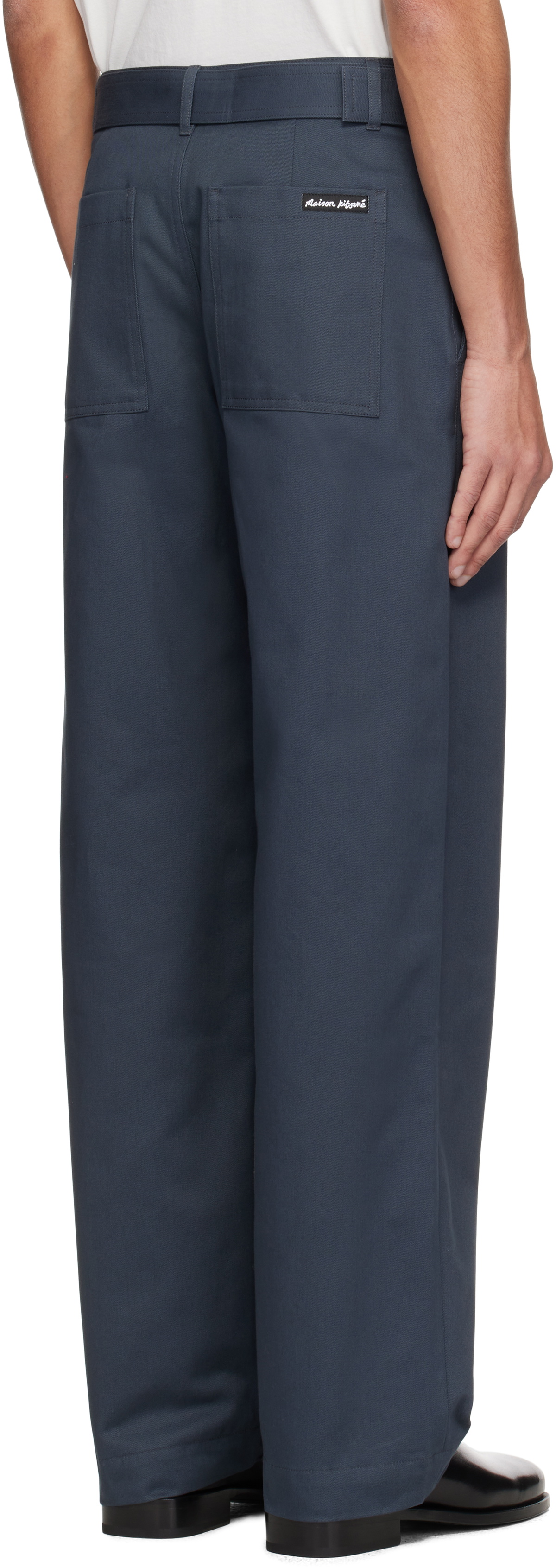 Maison Kitsuné Gray Belted Trousers