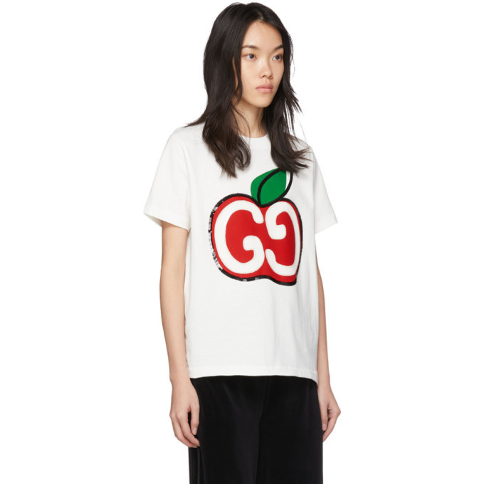 GUCCI リンゴとハートプリント Tシャツ｜