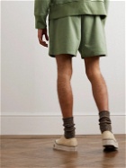 Adish - Tatreez Wide-Leg Logo-Embroidered Cotton-Jersey Shorts - Green
