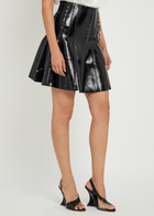 Norma Kamali Grace Faux Patent Leather Mini Skirt Black