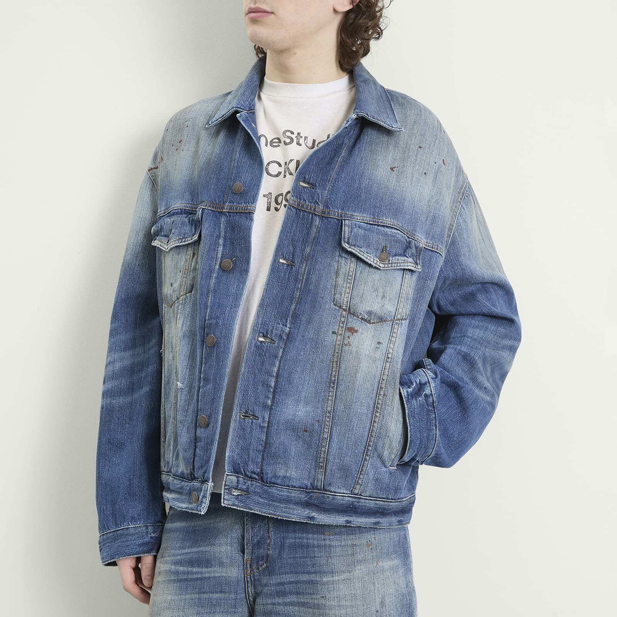 Acne Studios Men's Blue Trafalgar Denim Jacket in Mid Blue
