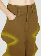 Fuzzy Denim Skirt in Khaki