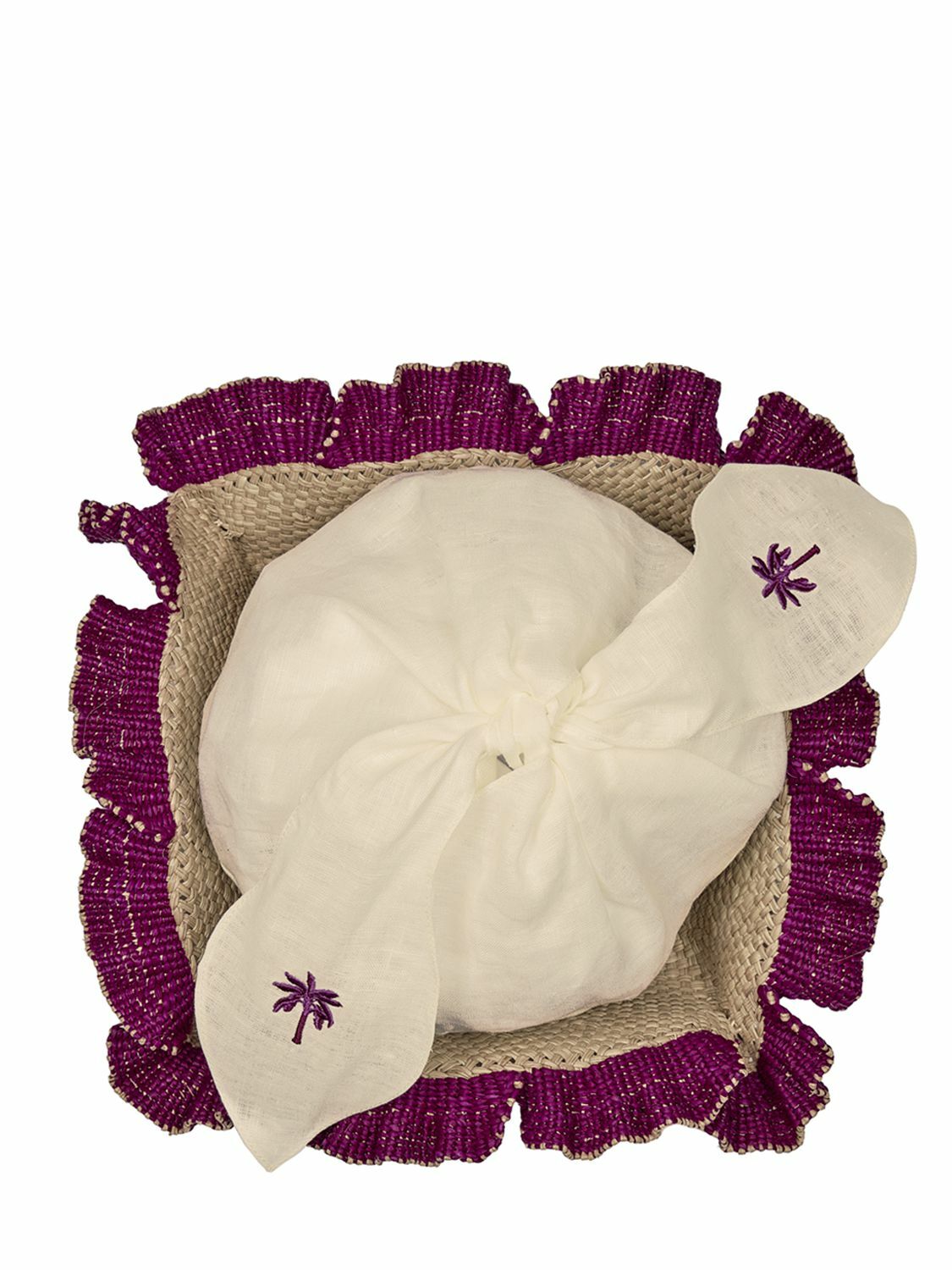 JOHANNA ORTIZ - Set Of 2 Embroidered Cloth Bread Baskets
