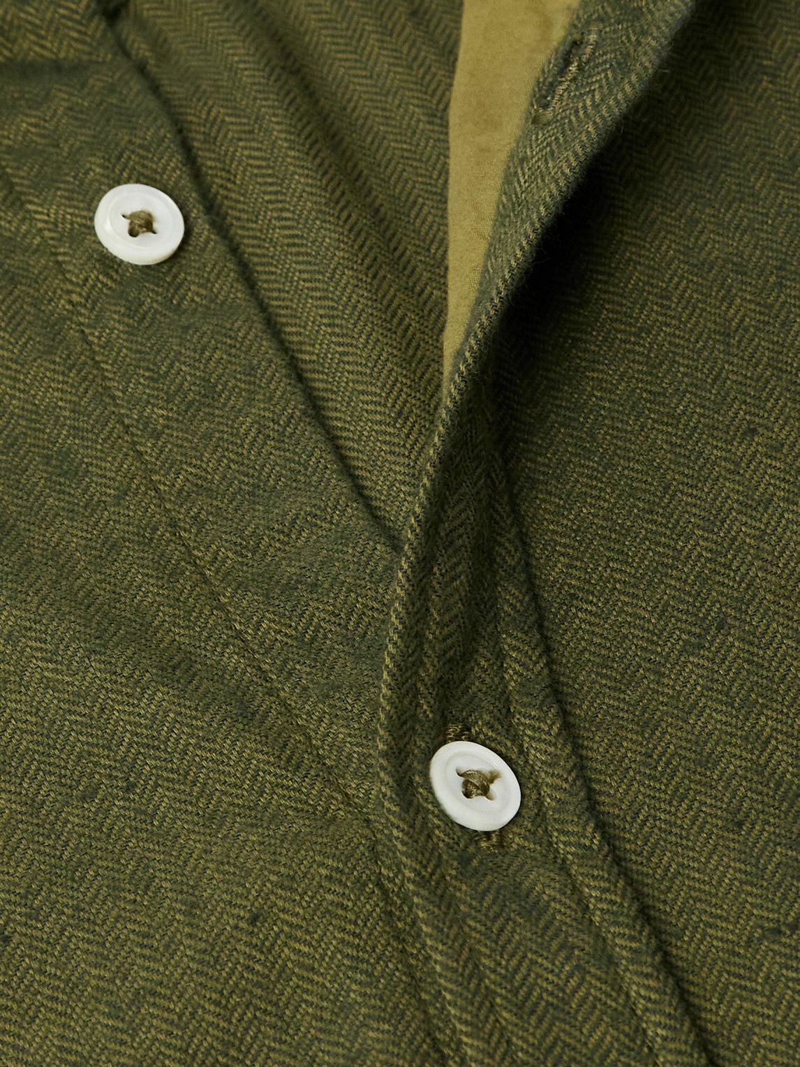 Massimo Alba - Canary Herringbone Cotton-Blend Flannel Shirt - Green