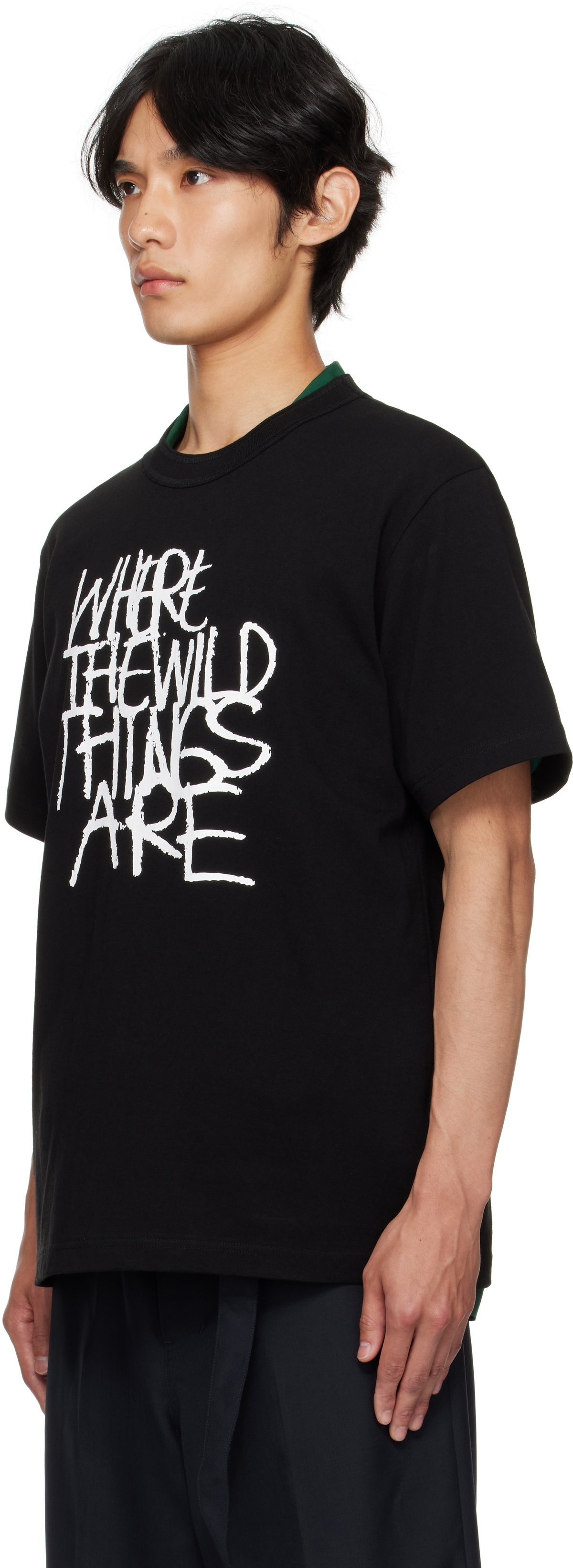 sacai2025 where the wild things are Tシャツ sacai: Black 'Where The Wild Things Are' T-shirt | SSENSE