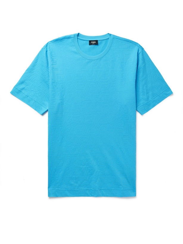 Photo: FENDI - Rubber-Printed Cotton-Jersey T-Shirt - Blue