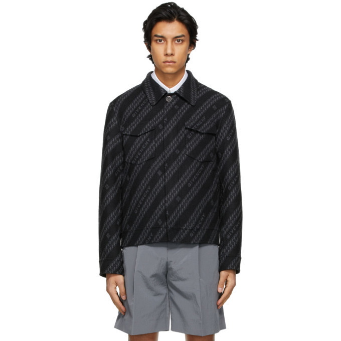 Photo: Givenchy Black and Grey Wool Chain Blouson Jacket