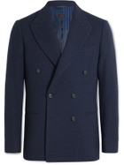 MP Massimo Piombo - Helmut Double-Breasted Virgin Wool Blazer - Blue