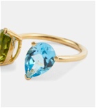 Persée 18kt gold ring with topaz and peridot