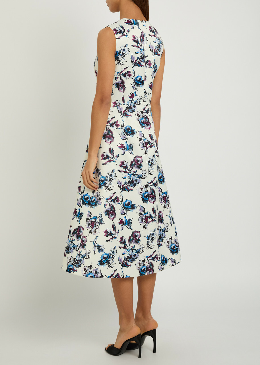 Emilia Wickstead Rumi Floral Satin Midi Dress Purple