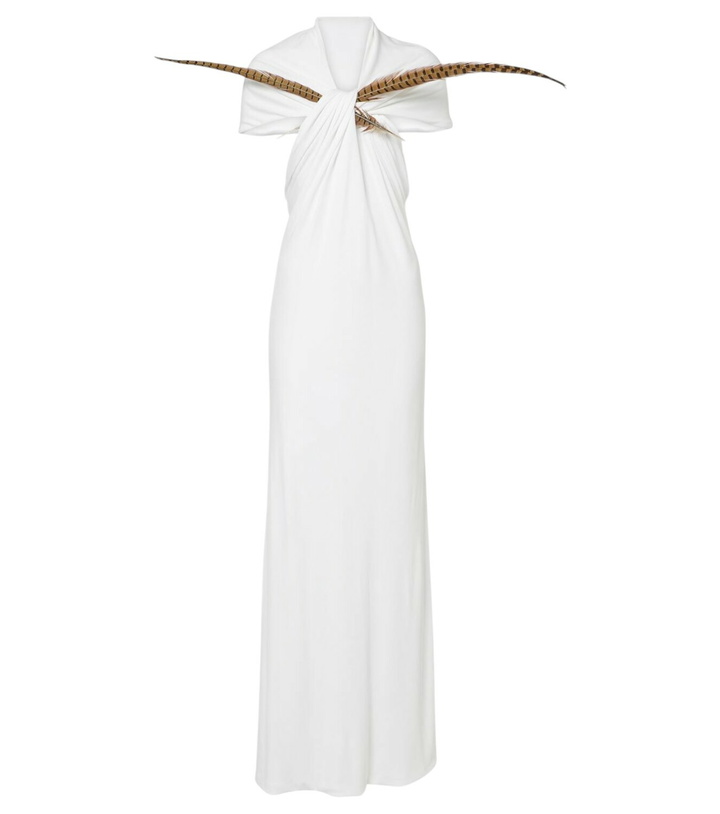 Photo: Loewe Feather-detail gathered maxi dress