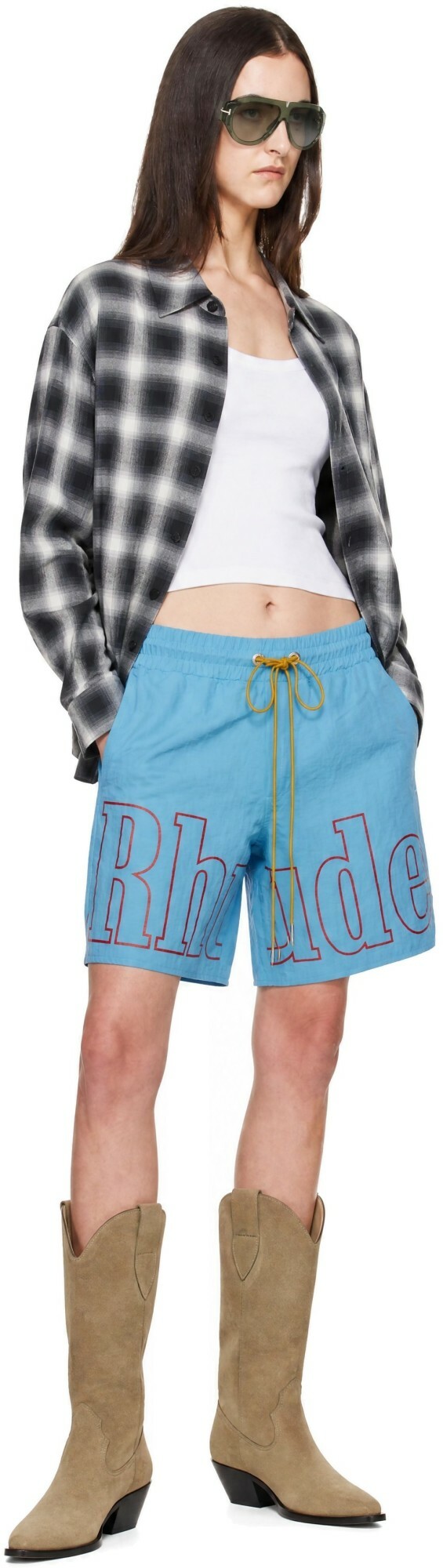 Rhude Blue Logo Track Shorts