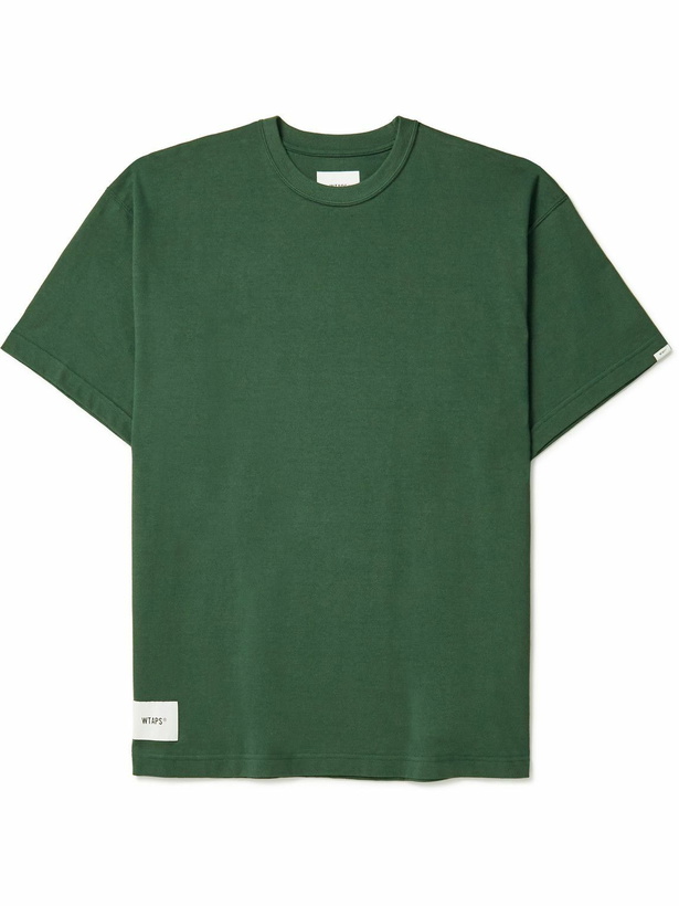 Photo: WTAPS - Printed Logo-Appliquéd Cotton-Jersey T-Shirt - Green