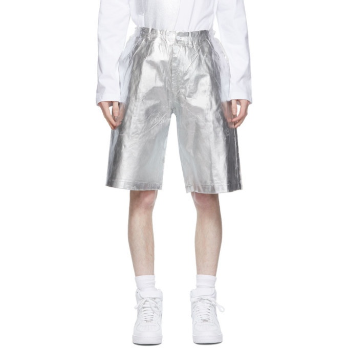 Photo: Comme des Garcons Homme Plus White and Silver Foil Shorts